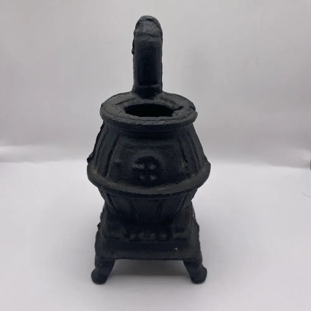 Vintage Cast Iron Pot Belly Wood Stove Miniature Salesman Sample Toy 5